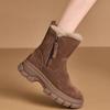 Snow boots new winter fur integrated fleece thick sole heightening leather short cotton shoes