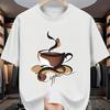 2026 New Arrival Unisexs Coffee Cup Pattern Tshirt  Breathable 100 Pure Cotton Printed Shortsleeve Crew Neck Casual Style