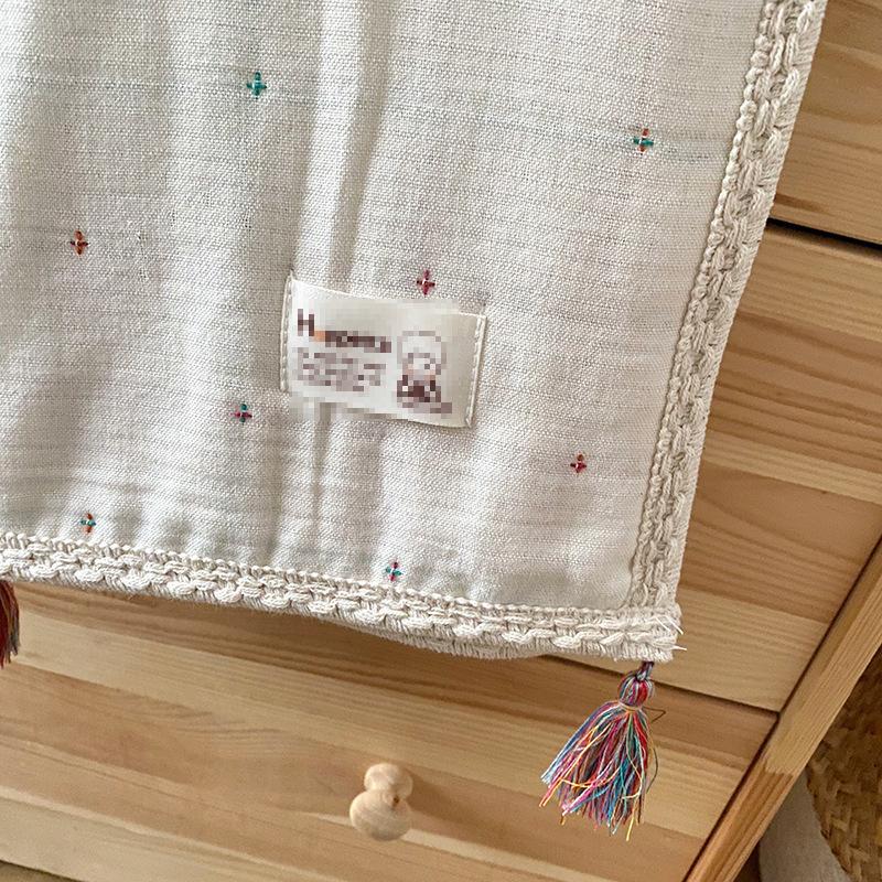 Native Original 6-Ply Gauze Colorful Cross Magic Indian Tassel Quilt