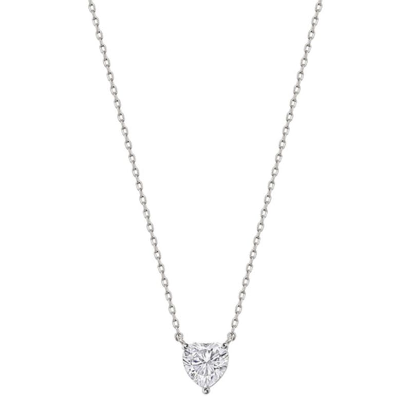 Ozel Silver925 Moissanite Necklace 0.5CT Heart Shape Cut PS116N