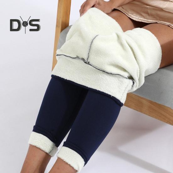 Women Leggings High Waist Slim Fit Hip Lift Thickened Velvet Lining Warm Long Pants Solid Color Yoga Sports Bottoming Pants