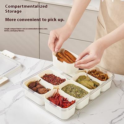Spice Storage Containers with Lids - BPA-Free Plastic Airtight Kitchen Organizer, Stackable Herb & Seasoning Jars for Countertop