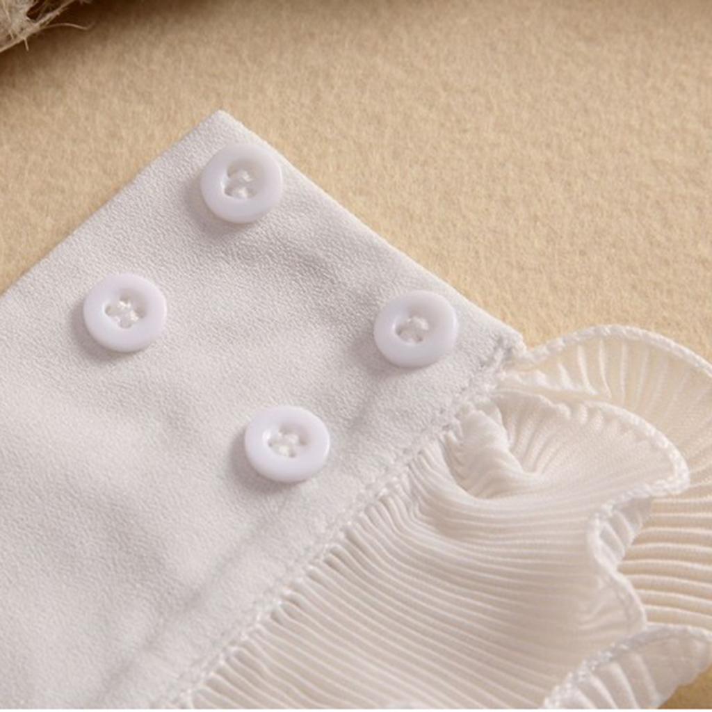 Elegant Lace Pleated Wrist Cuff Button Decorated Cuff Fake Sleeves Cotton Women’s Accessories for Daily Outfit