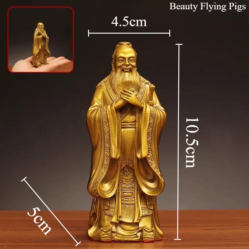 

1pc Metal Confucius Ornament Home Foyer Decoration Confucius Office Desktop Decoration Metal Statue Craftsmanship Chinese Style