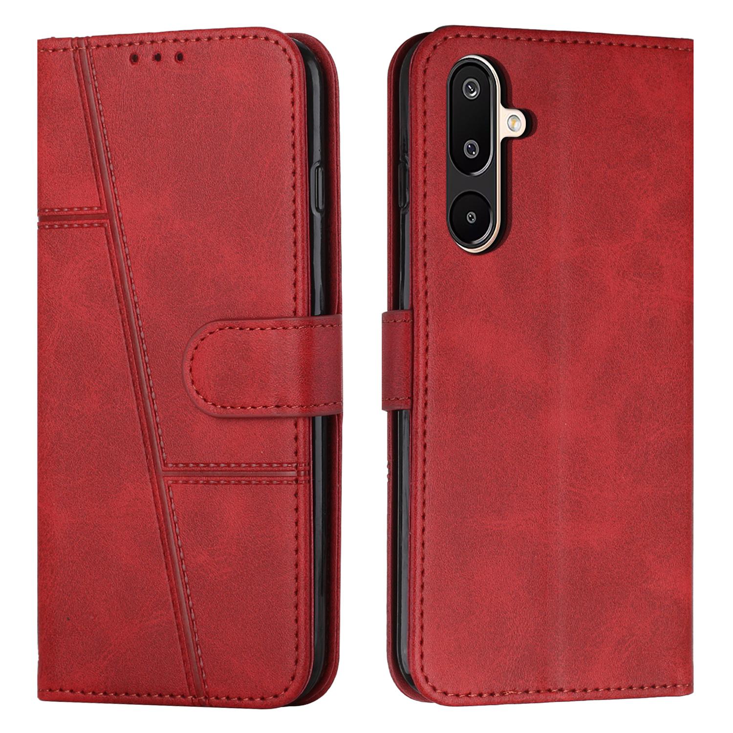 

For Samsung Galaxy F16 5G/M16 5G Case Leather Stand Protective Phone Cover Red