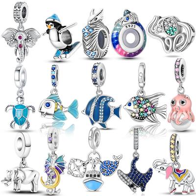 Original Octopus Fish Elephant Whale Charmscopper Beads Fit Bracelet Jewelry Women'S Diy Friend Gift Necklace