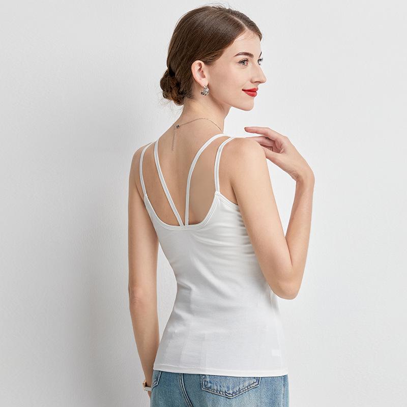 Summer Style Backless Camisole with Beautiful Back and Latex Chest Pad - Women's Breathable No Bra Tank Top