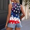 Women's Fashion Casual T-Shirt Round Neck Sleeveless Independence Day Printed Vest Top