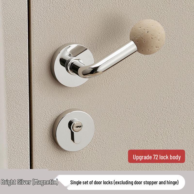 Antique Travertine Door Handle Set: Magnetic Silent Lock for Modern Interior Doors