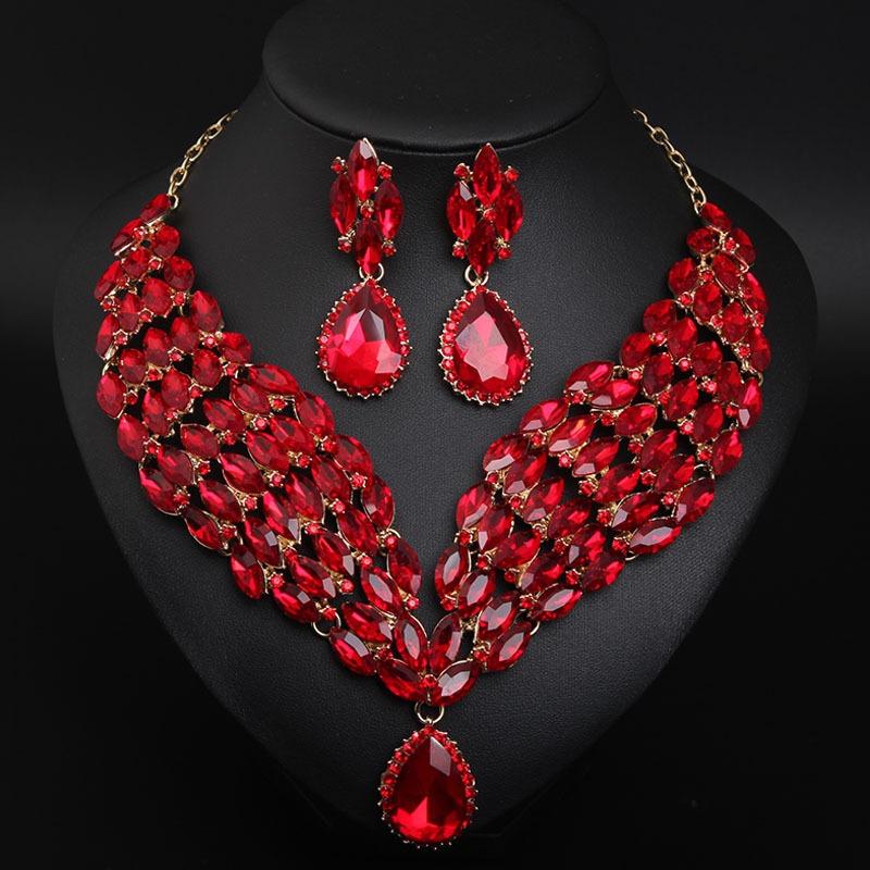 2026 Crystal African Necklace Earrings Set Dress Dinner Bridal Exaggerated Women's Accessories