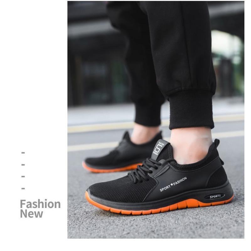 Men New Spring Summer Breathable Fly Knit Sports Casual Shoes, Thin Wear-resistant Safety Protective Work Shoes, Cross-border Footwear