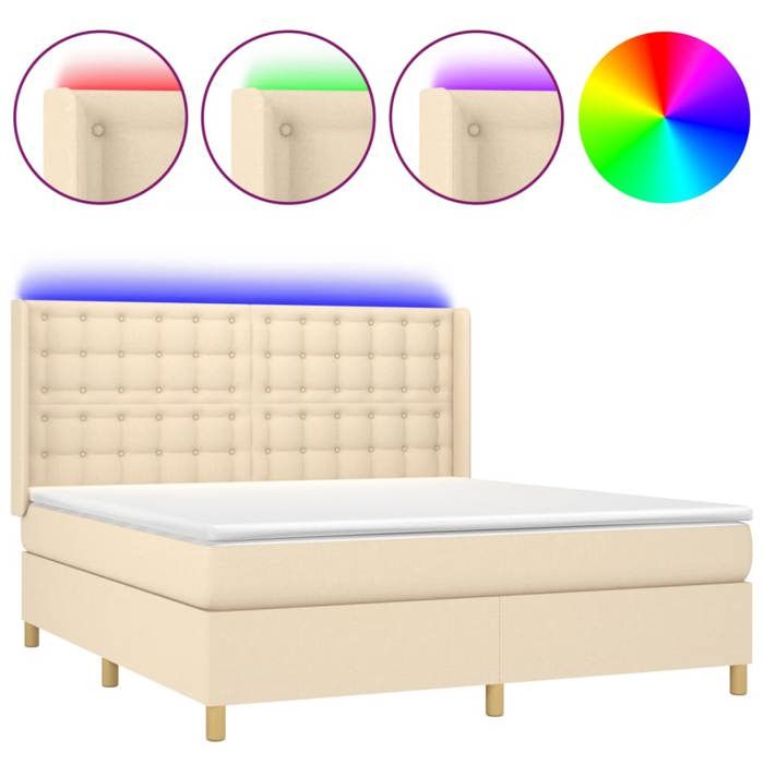 VidaXL Slat Bed Base with Mattress and LED, Upholstered Bed, Double Bed, Adult Bed for Interior Bedroom, 3139210