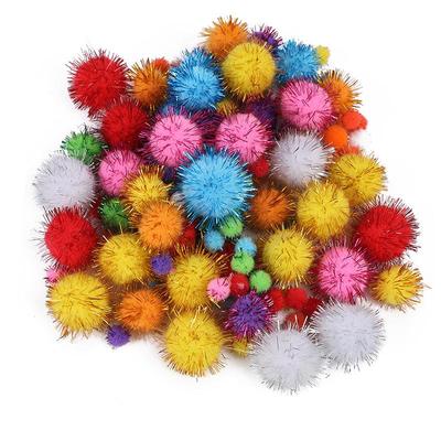 Pompons Boules Polypropylène Colorés à Paillettes pour Loisirs Créatifs et Projets de Maternelle