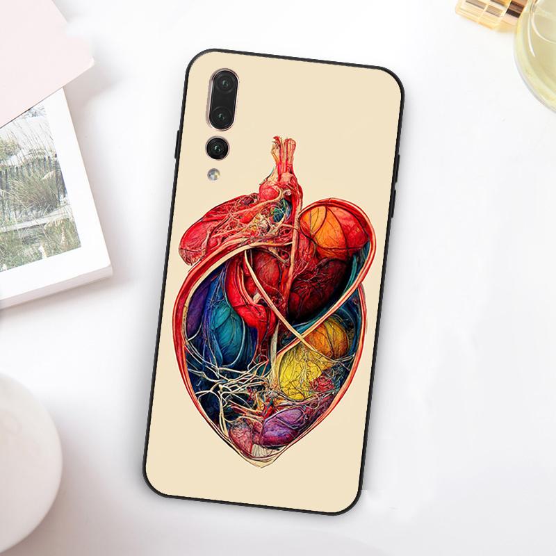 Human Anatomy Heart Art For Huawei Nova 11 10 9 SE Y70 Y60 Y90 Y61 Y91 Y73 Y72 12i 11i 8i P30 P40 Lite P60 Pro Case