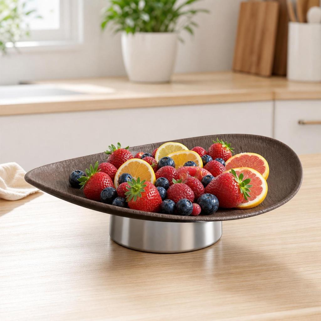 Pedestal Tray Shatterproof Boat-Shaped Low-Profile for Coffee Table