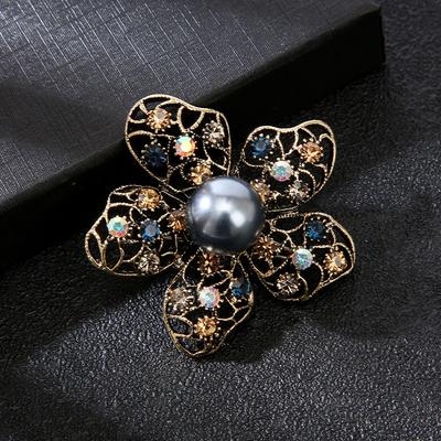 Vintage Strass Broche Kleding Trui Jas Speld Legering Parel Broche Decoratief Badge