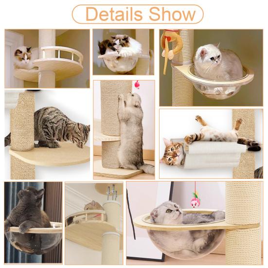 Cat Tree Floor To Ceiling Cat Tree Height Adjustable Cat Tower 6 Tier Hemp Scratching Post High Sturdy Cat Activity Tree Cat Scratching Post