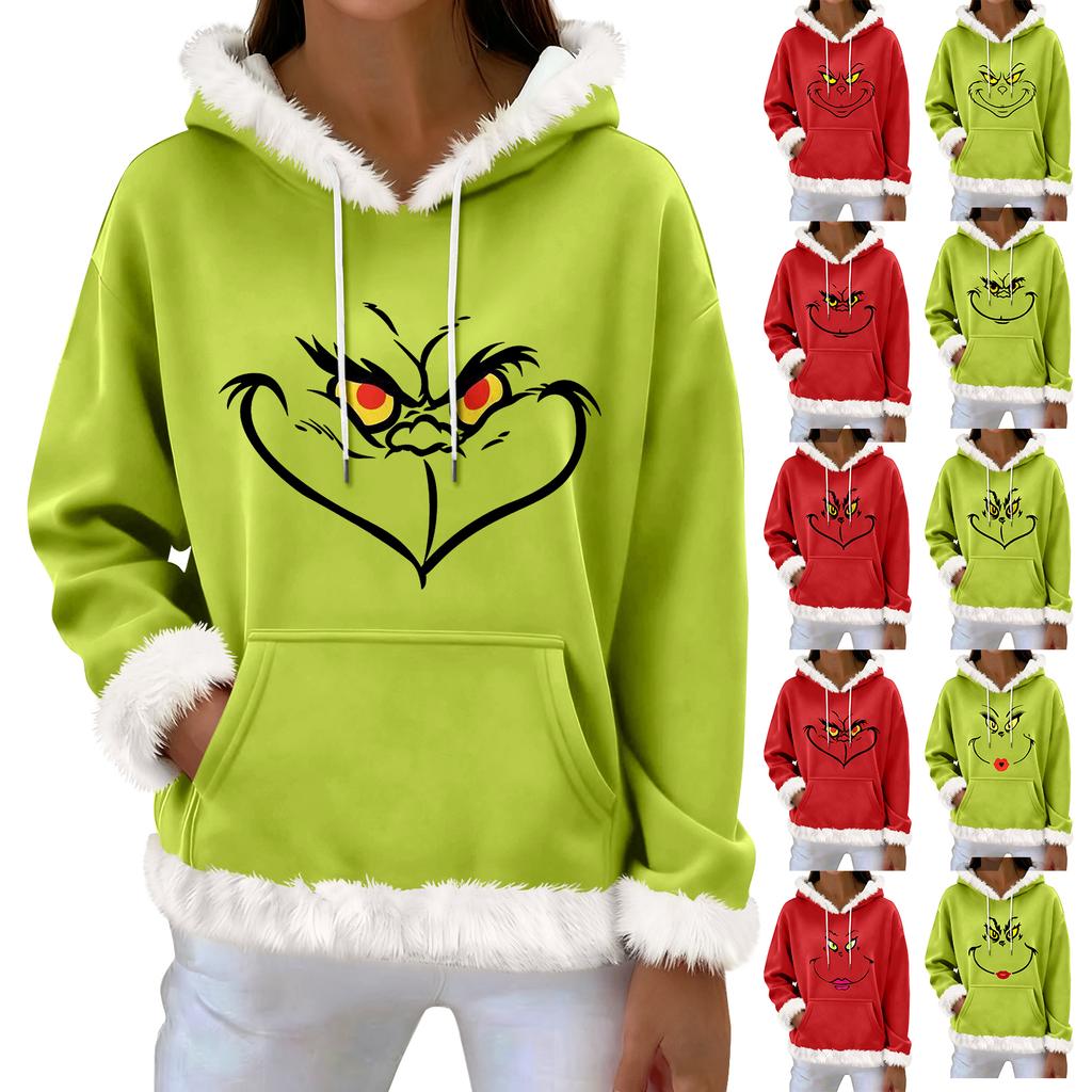 Women's Casual Fashion Print Long Sleeve Hooded Sweatshirt Top