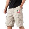 Men's Lightweight Breathable Casual Sports Shorts with National Flag Print Elastic Waistband and Multiple Pockets for Outdoor Activities