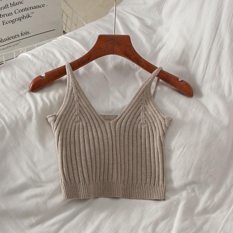 Sexy Crop Tops Pletené Halter Tílko Ženy Léto Camis Košilka bez zad Móda Žebrovaný top s trubkou Dámská zkrácená vesta bez rukávů