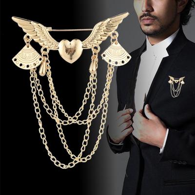 Badge Pins with Chain Tassel Suits Collar Accessory Gift On Wedding Party Anniversary