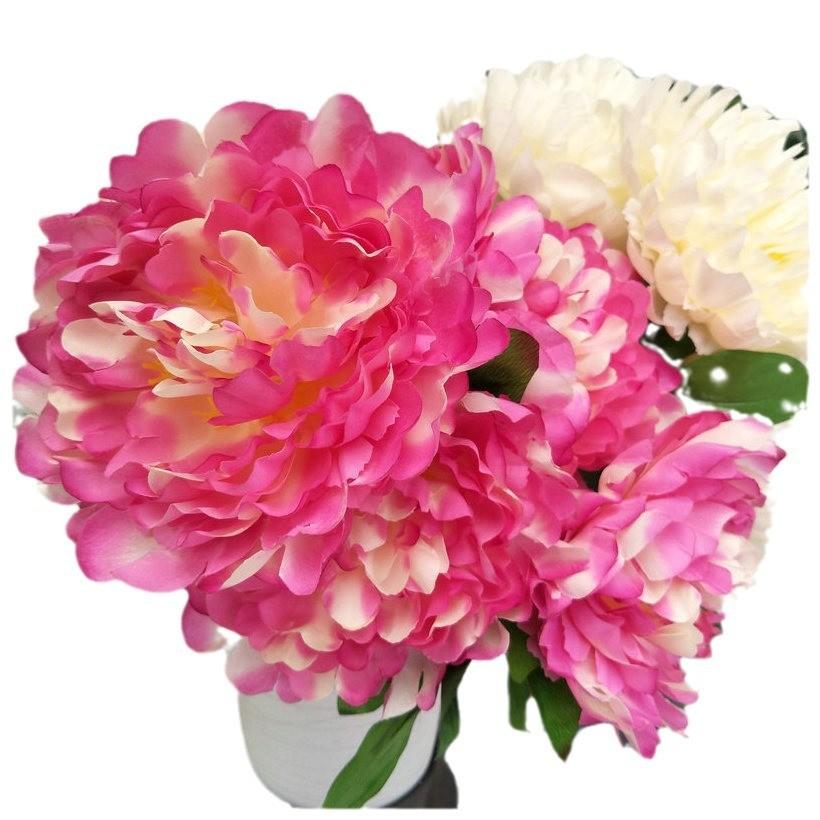 Artificial Peony Flower Bouquet For Wedding Decor With Silk Material In Multiple Colors