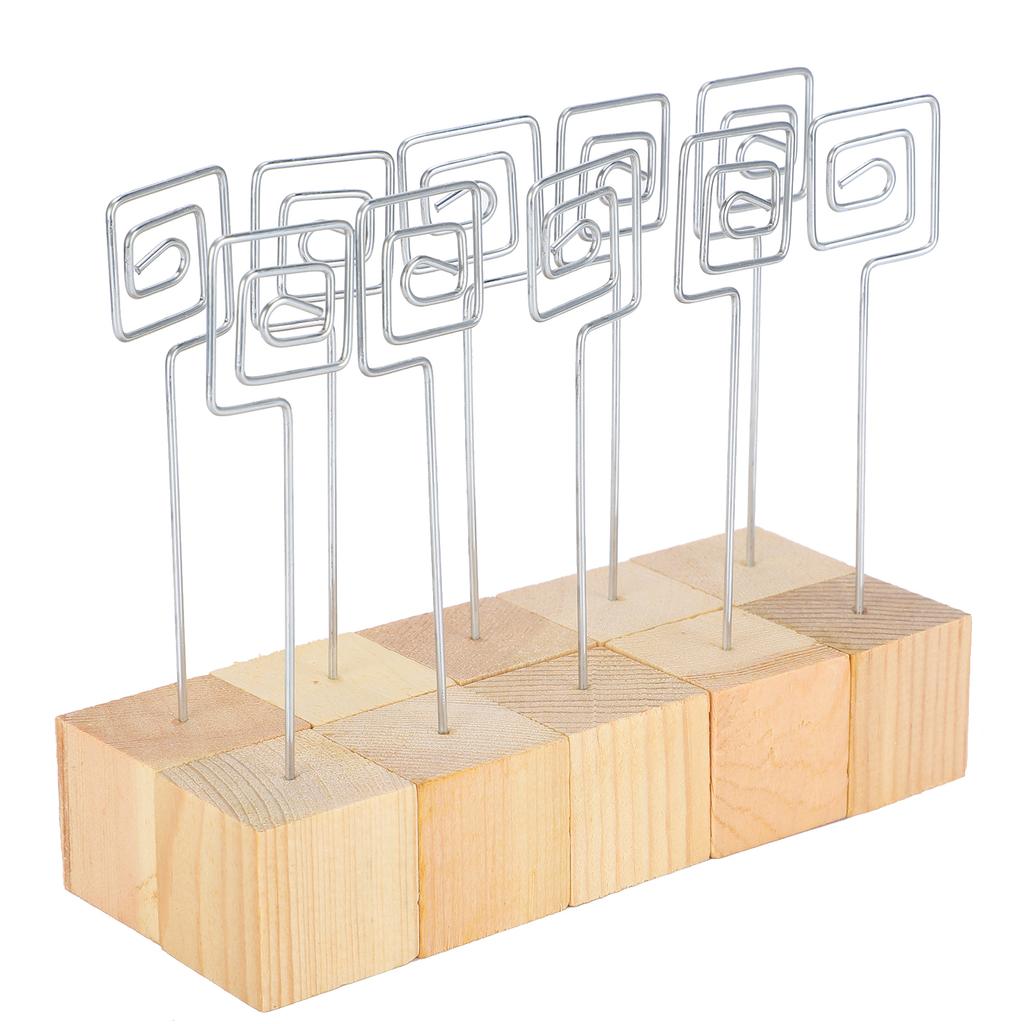 10 st Fotohållare Massiv Träbas Notis Meddelandekort Bild Metallklämma Ställ Hantverk
