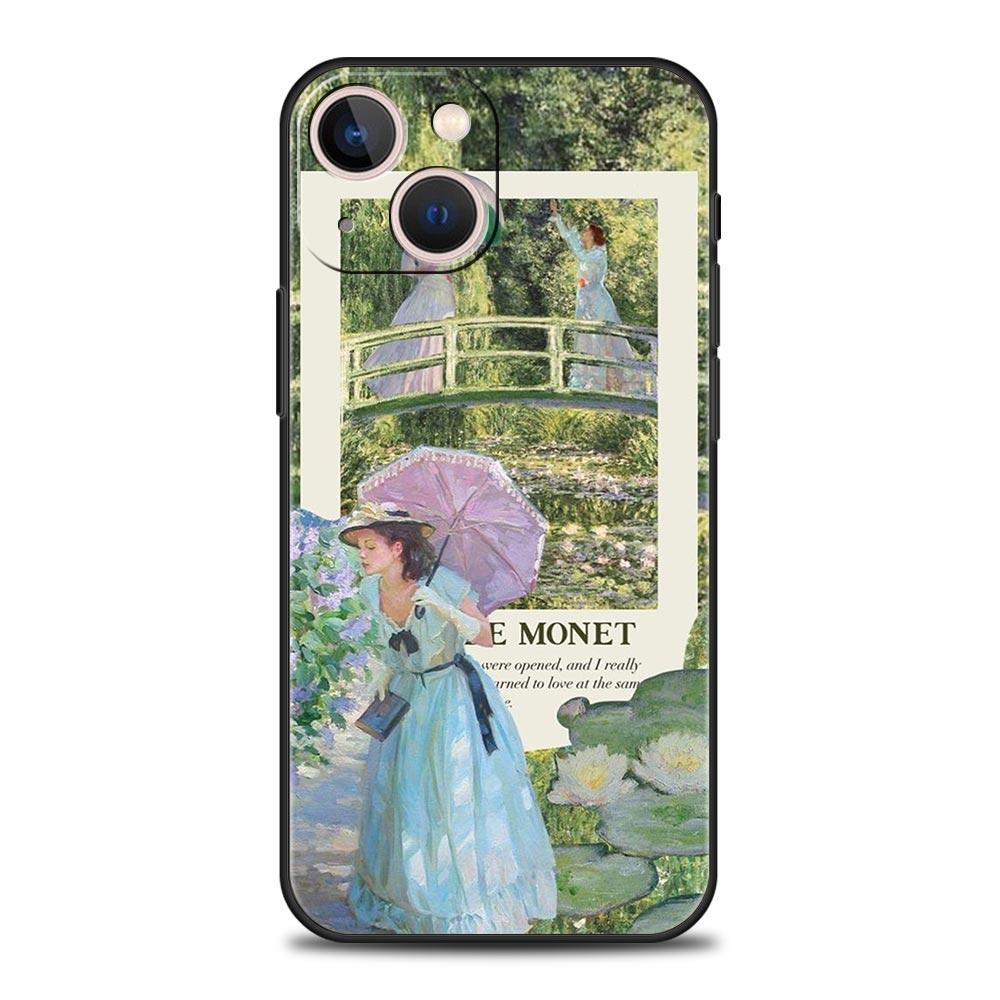 Claude Monet Art Phone Case For iPhone 17 16 15 Pro Max 11 12 13 14 7 8 Plus SE 2020 X XR XS Cover Soft Black