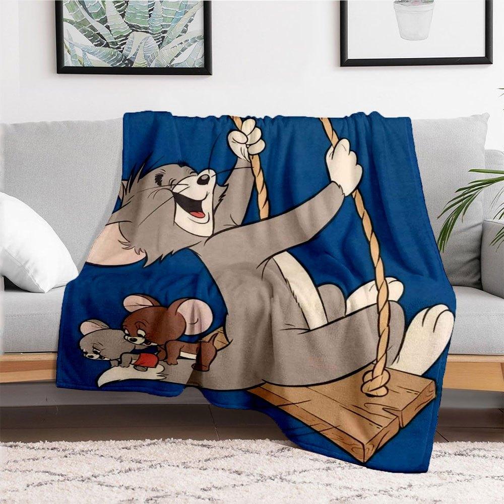 Adesivi Murali Cartoni Animati per Bambini Tom & Jerry Decorazione per la Casa Poster Murale Artistico RegaloCoperta Plaid in Flanella per Divano, Letto, Viaggio, Campeggio, Ufficio