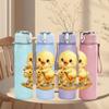 1PC Chick On Rocking Horse Print 750ml Color Plastic Sports Water Bottle Leakproof Flip Straw Lid Suitable for Sports Office Home Use