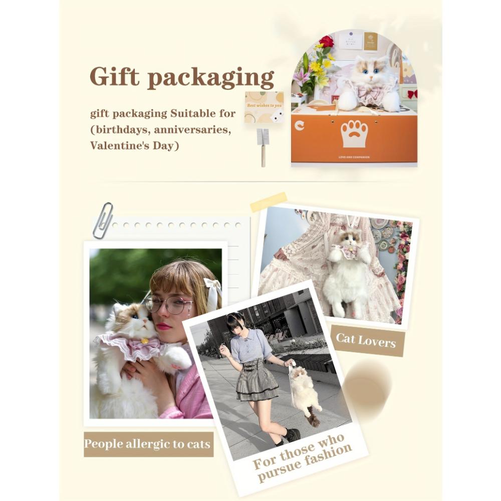 Handmade Unique Ragdoll Cat Shape Backpack Plush Animal Cat Realistic Fashion Gifts for Girls and Cat Lovers Christmas Gifts Valentine's Day Gifts