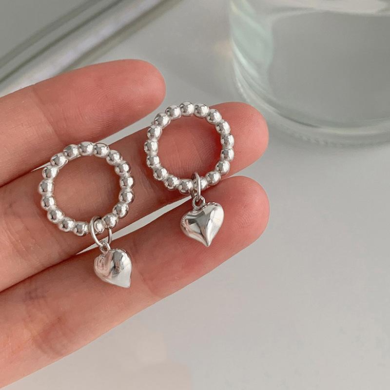 Design Glossy Love Small Bead Earrings Ins Cold Wind Fashion Hollow Circle Heart Shaped Hyunya Wind Earrings