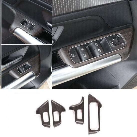Window Lift Panel Switch Cover Trim 4PCS For Benz GLB W247 - Wood Grain
