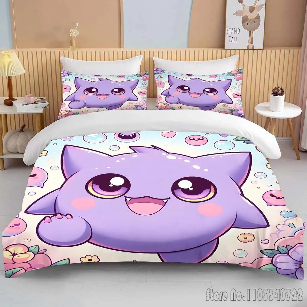 Anime Pokemon Gengar 3D Tištěný Dětský Povlečení Sada Dětské Povlaky na Peřinu Sada Ložní Prádlo Twin Jednolůžko King Děti Dospělí Dárek