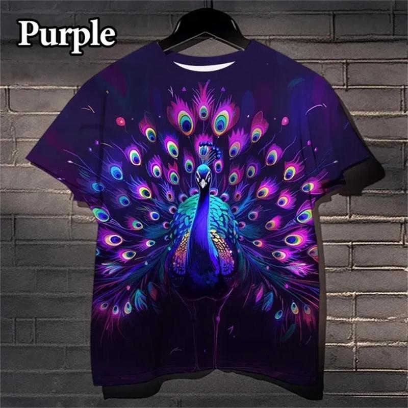 3D Printed Beautiful Peacock T-Shirt For Men Cool Feather Pattern Tees Casual Personality Women Top O-Neck Short Sleeve T Shirts