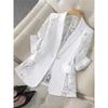 Spring New Women's Elegant Solid Color Fashion Lace Splicing Blazer Coat Casual Outerwear