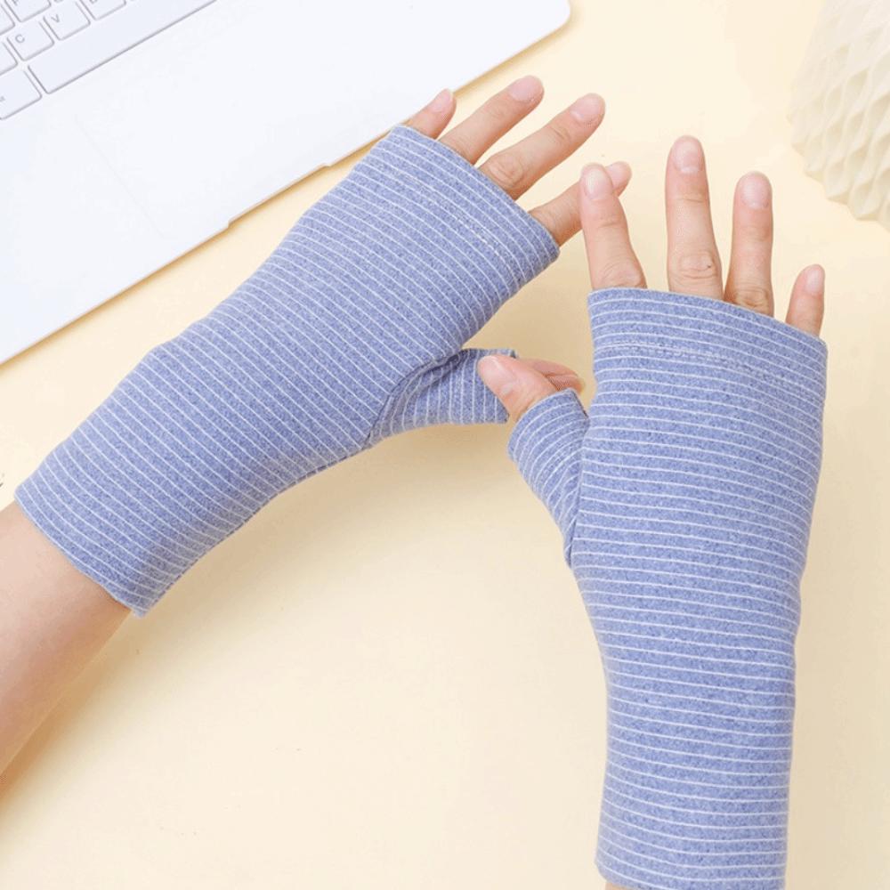 

A Pair High Elastic Fingerless Gloves Dralon Thermal Insulation Thickened Half-Finger Gloves Comfortable Double-layer синий