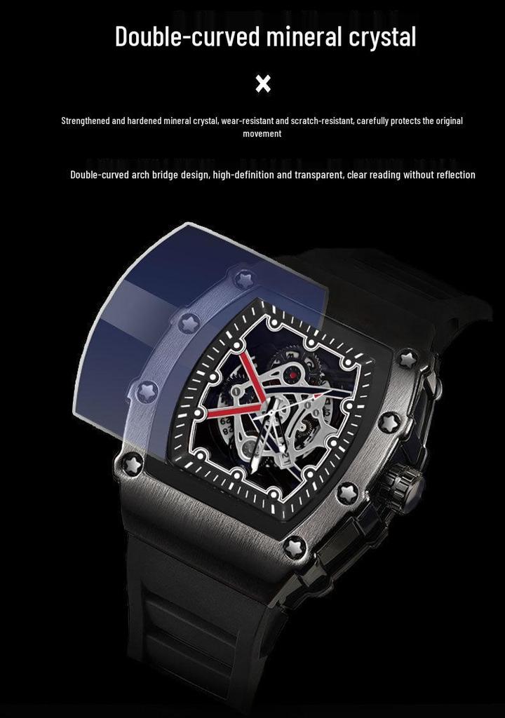 ZIDO Black Warrior 1707 Men's Automatic Luminous Waterproof Skeleton Watch