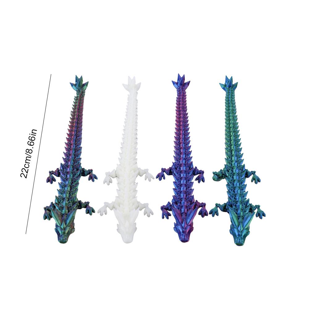 4pcs 3D Printed Crystal Dragon Articulated Dragon Fidget Toy Executive Desk Toys Home Office Decor Birthday Gift for Boys