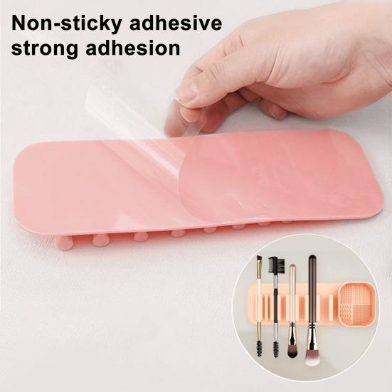 Silicone Makeup Brush Holder Wash Dry 2-in-1 Suction Cup Design Compact Size Waterproof Makeup Brush Stand