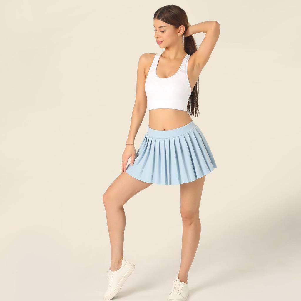 2024 Elastic Waistband Super Short Pleated Skirt, 32 cm Length, No Safety Pants