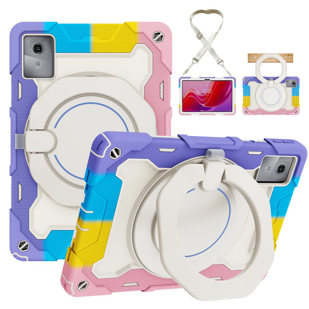 Case for Motorola Moto Pad 2026 11-Inch Tablet Built-in Shoulder Strap Kickstand - Soft Silicone Hard Back Kids Friendly Cover