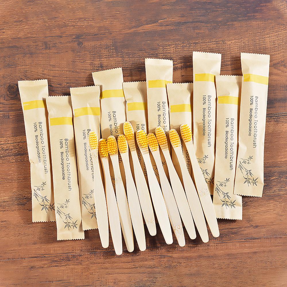 Confezione da 10 Spazzolini da Denti in Bambù a Setole Morbide per Bambini Set di Spazzolini Amichevoli Pulizia Profonda dei Denti Cura Orale Dentale Spazzolino da Denti per Bambini