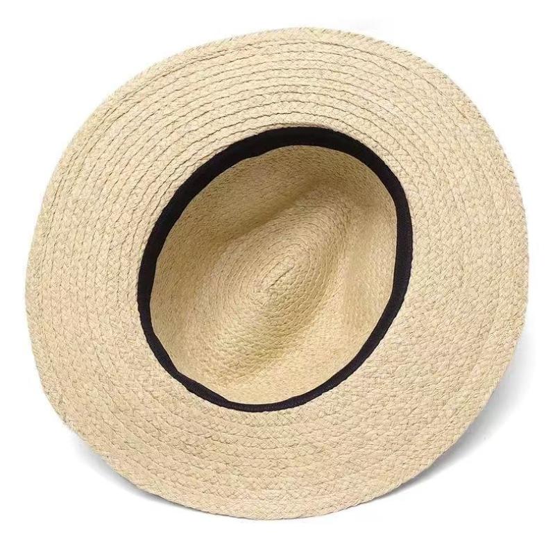 61cm 63cm Großer Kopf Natürlicher Raffia Sonnenhut Sommerurlaub Sonnenschutz UV UPF 50+ Strandhut Große Größe Panama Jazz Strohhut