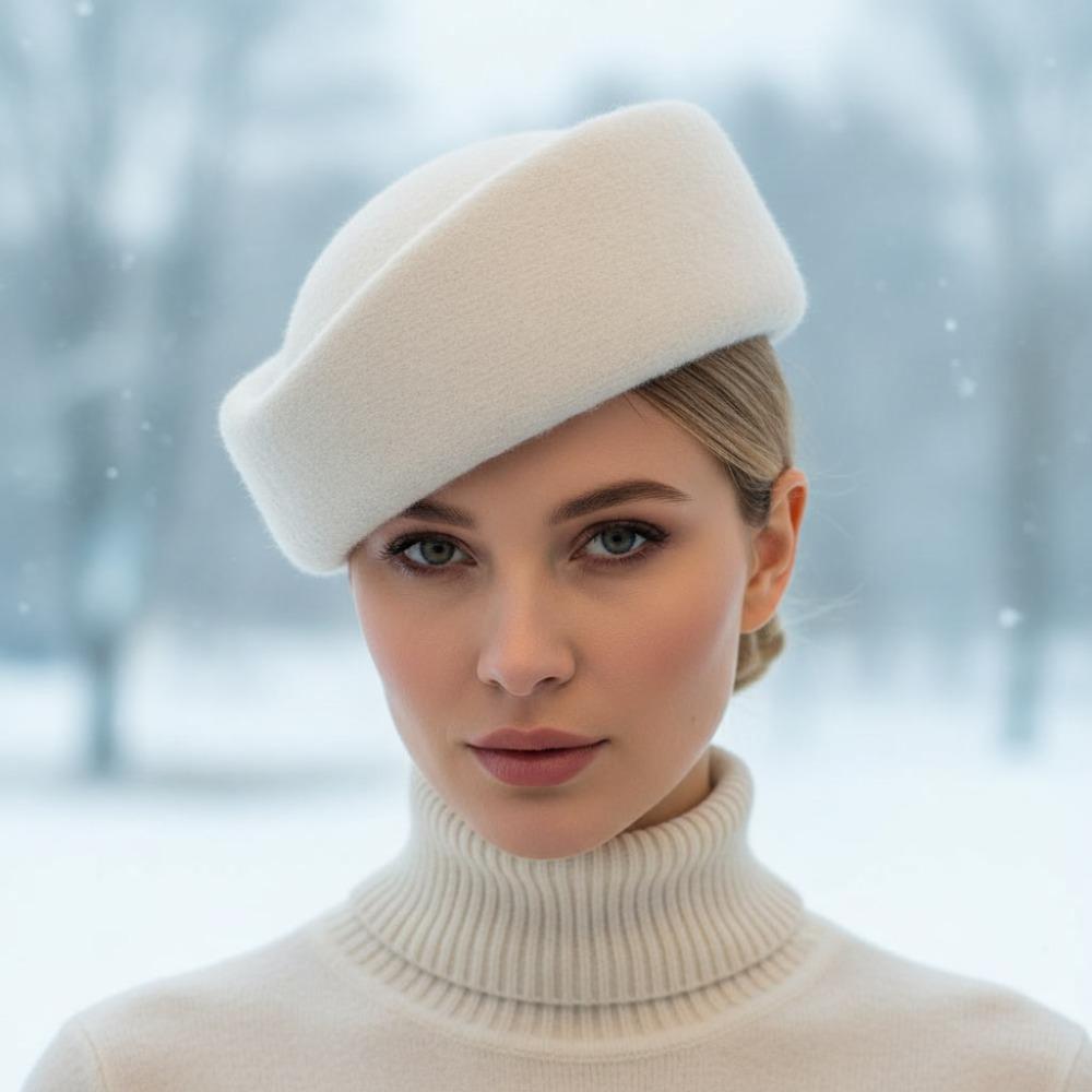 Weicher Stewardessen Pillbox Hut Unifarbener Unifarbener Fedora Warmer Beanie Mütze Herbsthochzeit