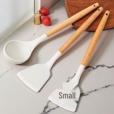 High-Temp Resistant Silicone Spatula with Wooden Handle - Ideal for Non-stick Pans and Stir-frying