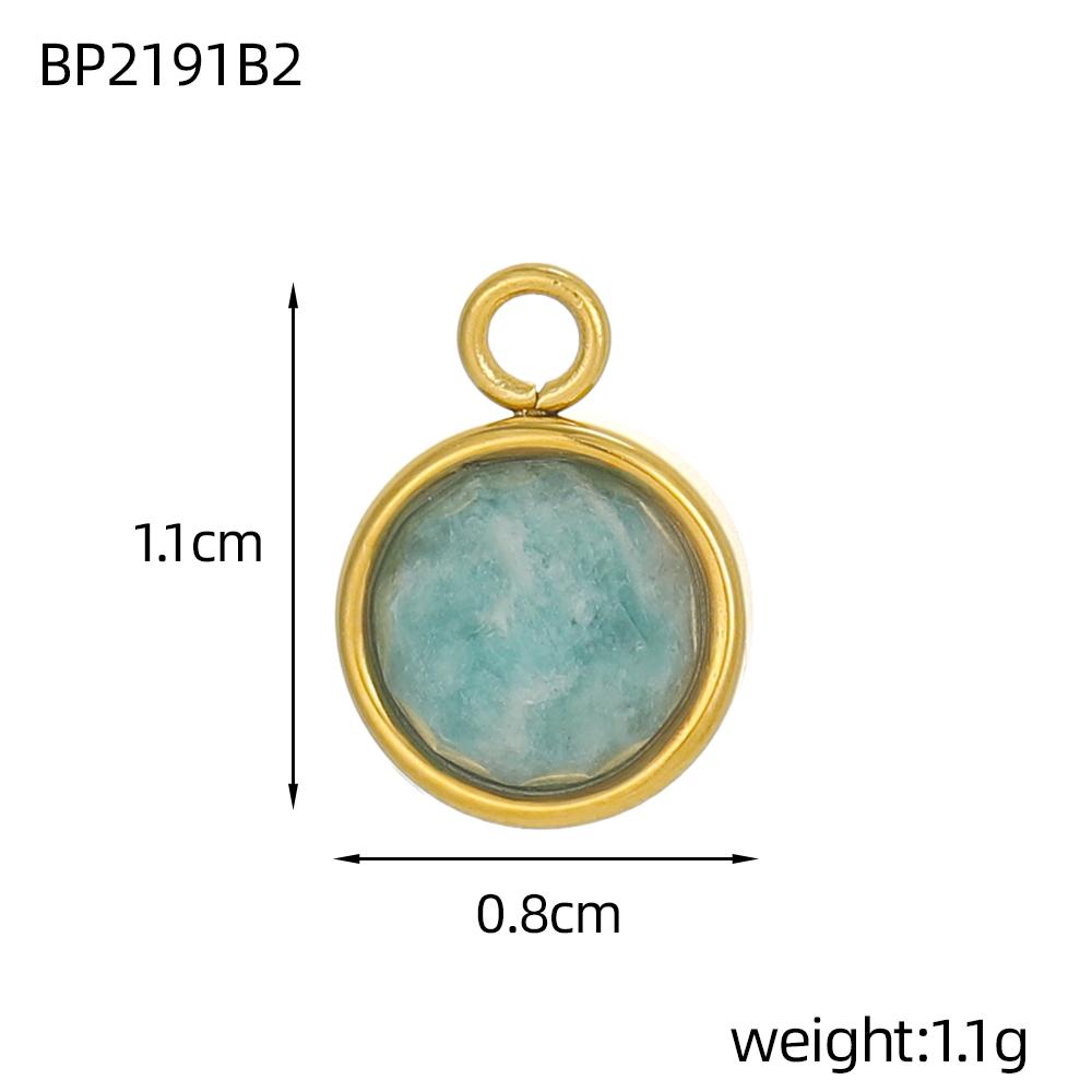CARLIDANA Stainless Steel Multi-Color Natural Stone Jewelry Charm Fan Round Pendant for DIY Necklace Earrings Accessories