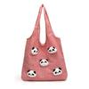 Vacation Canvas Shopping Bag Panda Doll Office Worker Handbag Casual Plaid Shoulder Bags  Outdoor