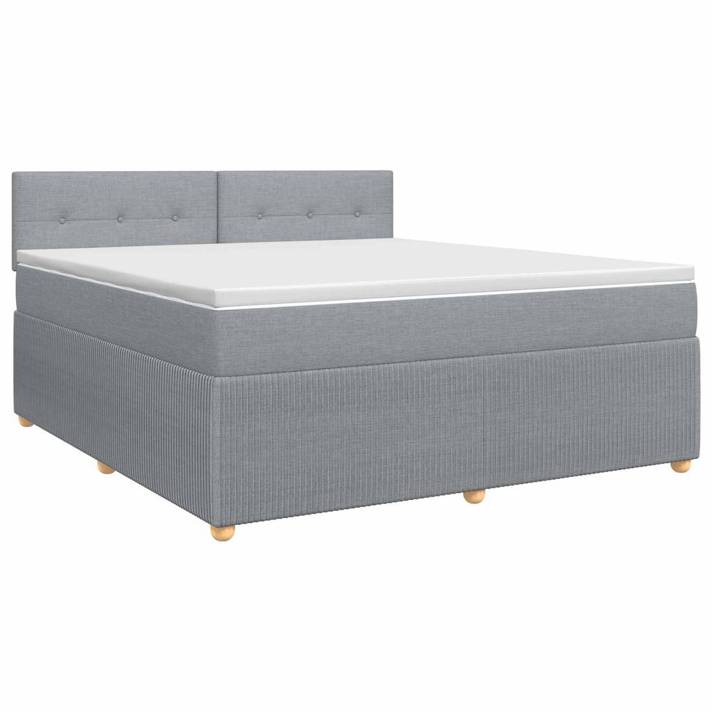 Box Spring Bed with Mattress Light Grey 160 x 200 cm Fabric