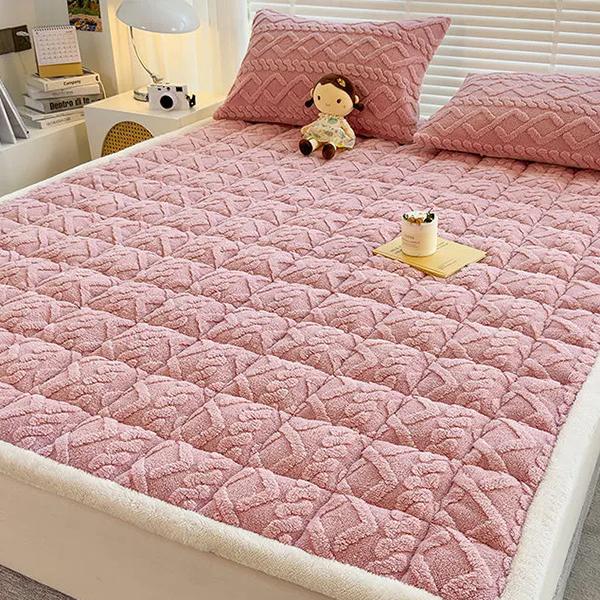 

Матрас из овечьей шерсти WTEMPO для спальни, односпального и двуспального одеяла, зимняя утолщенная теплая плюшевая подушка-татами 120*200cm розовый